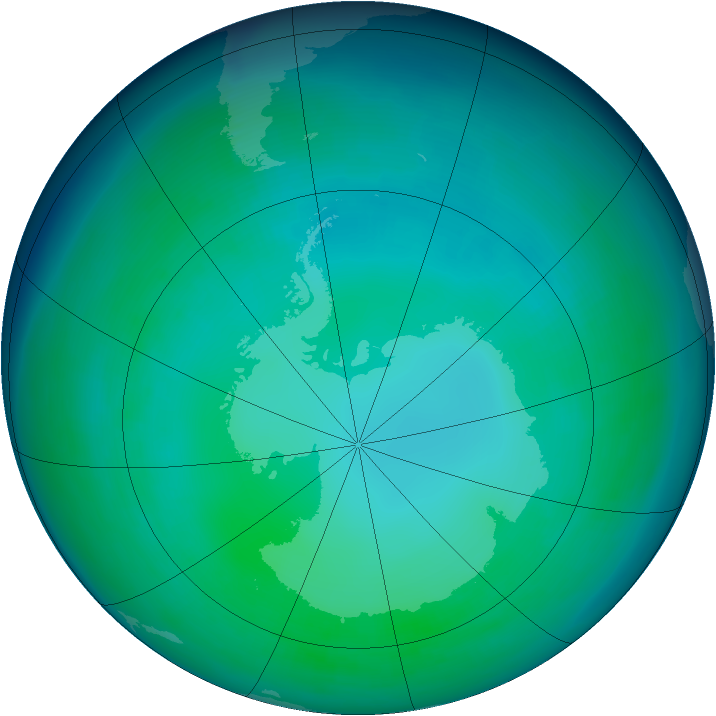 Antarctic ozone map for May 1993